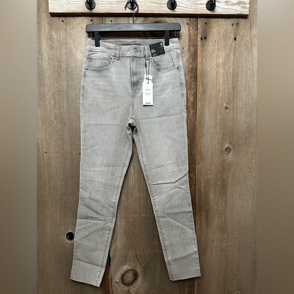 Express Skinny High Rise Hyper Stretch Flex Jeans in Gray Size Medium 6 8 10